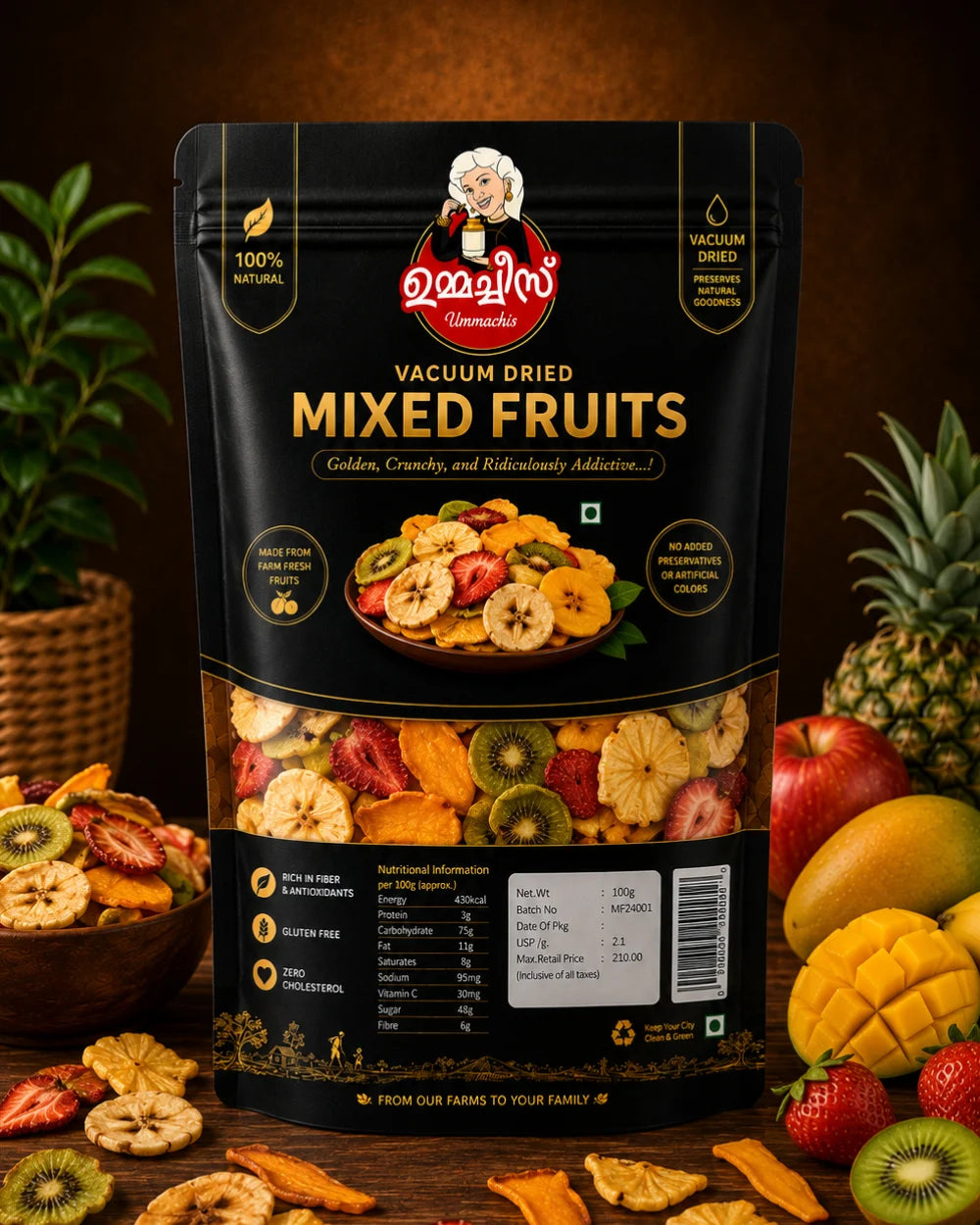 Mixed Fruits Chips (Vacuum Dried)